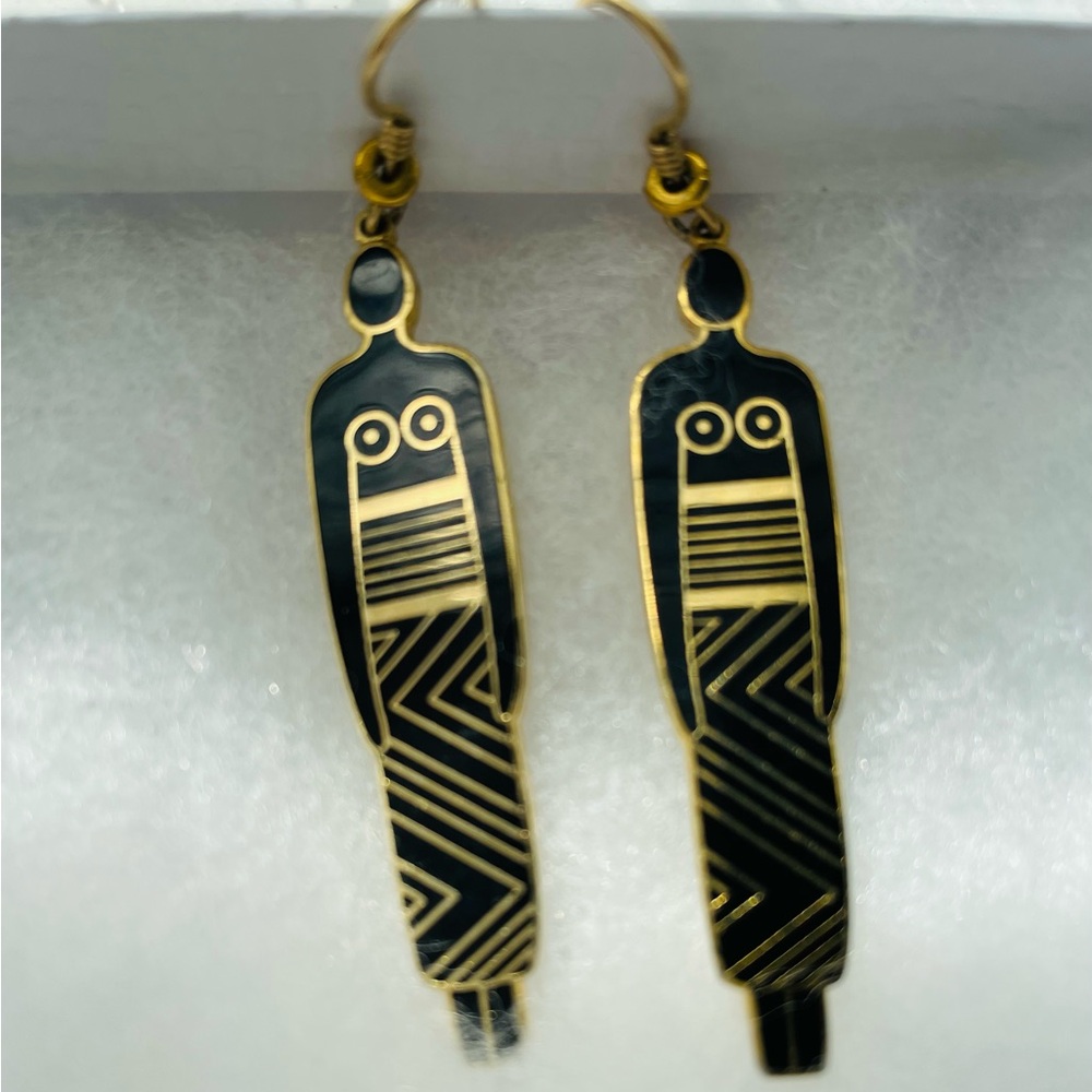 Laurel Burch Black & Gold Tribal Figure Drop Earrings from Art of Being Human